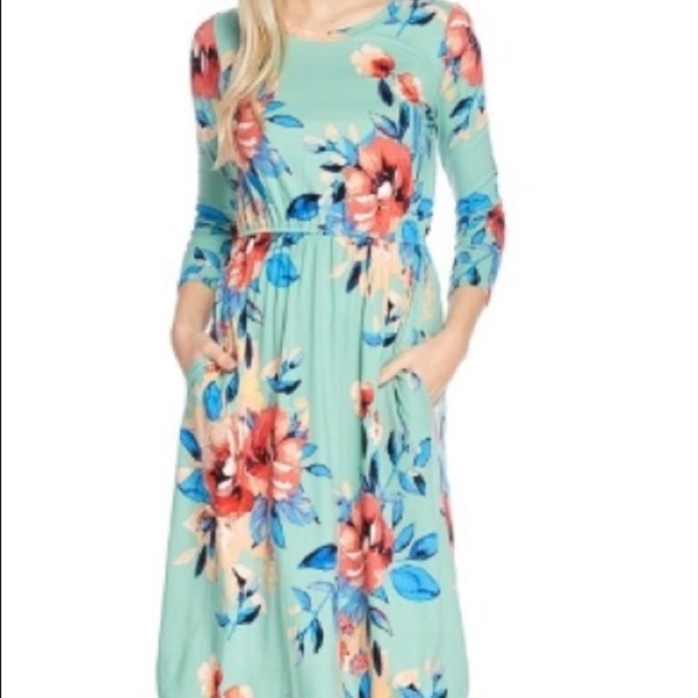 Mint floral dress
